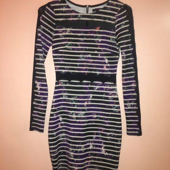 Material Girl Long Sleeve Dress with Mesh Detail - Picture 1 of 3